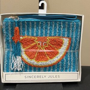 Sincerely Jules | Beaded Orange Slice Wristlet/Wallet/Make-Up Bag
